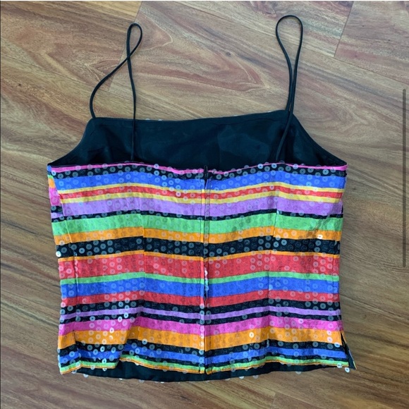 Kay Unger Colorful Striped Sequin Top - Picture 4 of 10